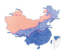 400毫米年等降水量线把中国大致划分为东南与西北两大部分.