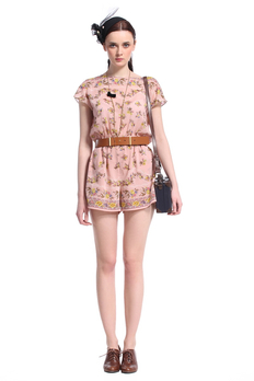 Ochirly欧时力<em>雪纺</em>印花短袖<em>连体裤短裤</em> - 连身裤