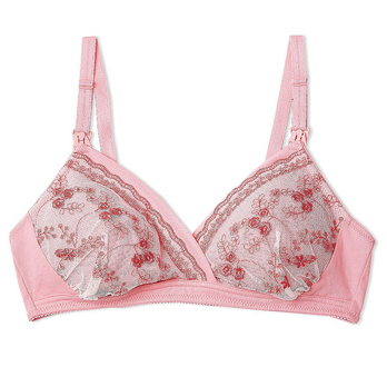 绣花花边<em>孕妇</em>哺乳<em>文胸背心</em> 粉红色 - <em>孕产妇</em>内