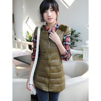 2013秋冬新款肩膀带毛<em>长款马甲</em> <em>棉服</em>棉背心棉