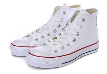 Converse All Star 经典白色高帮 头层皮款匡威