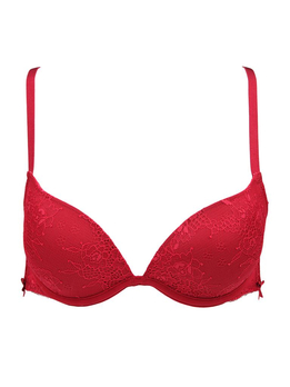13Q4ELLE蕾丝刺绣性感深V<em>文胸</em>1WF093红色