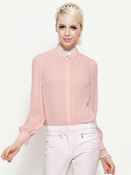 Betu 百图浅粉长袖衬衫 - 衬衫\/女士上衣\/女装 -