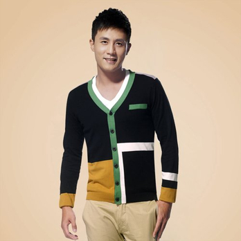 <em>海澜之家</em> 2014春装<em>开衫海澜之家</em>撞色拼接V领