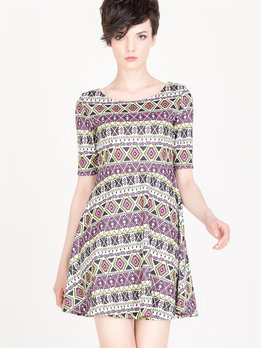 ONLY春夏新品几何印花太阳裙连衣裙裙子女T