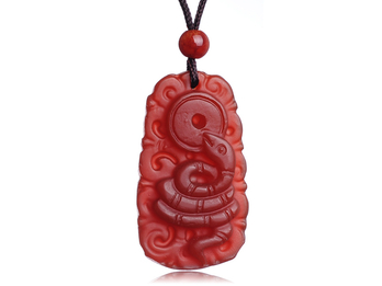 Lux-girl-天然红玛瑙十二生肖吊坠-蛇 带收藏说明