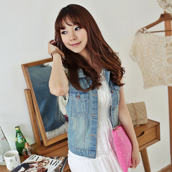 紫如ZIRU2014<em>春款</em>上新牛仔坎肩<em>马甲</em>外套ZR6