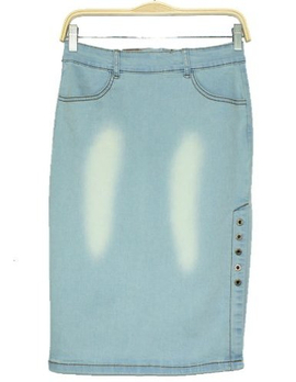 缦芭莱 牛仔包臀半身裙半截裙一步裙 - 半裙\/半