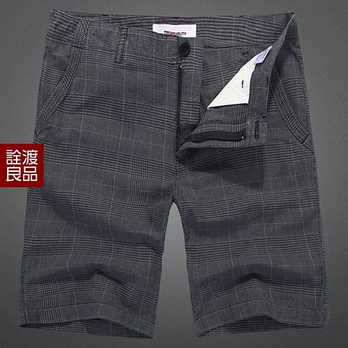 诠渡良品 夏装新品男装儒雅<em>绅士</em>五分裤格子休
