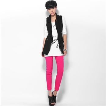 沃谷 春夏 韩版 修身无袖 <em>长版马甲</em> 马夹 <em>女</em> 背心