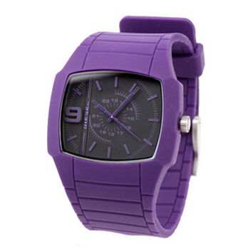 DIESEL迪赛 紫色时尚动感橡胶表带腕表DZ13