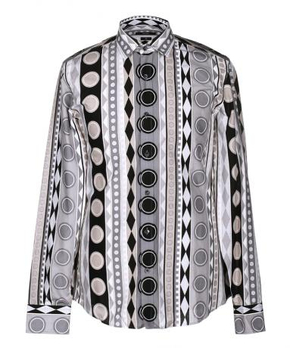 Gucci 古驰 多色几何图案印花全棉男士长袖衬衫