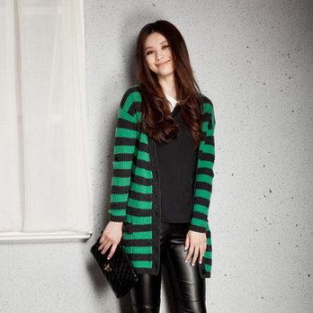 麦考林Euromoda秋装新款品味雅典<em>条纹</em>毛织开