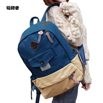 轻骑者 韩版真皮包帆布背包女学院风中学生背