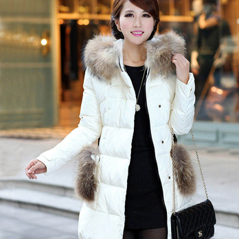 欧柏恒 2012新款冬季保暖外套貉子毛大衣韩版