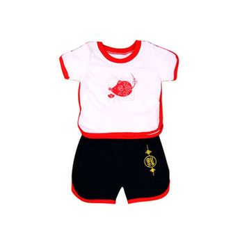 花儿开 纯棉夏装卡通古典<em>休闲</em>婴儿<em>服装</em>短袖短