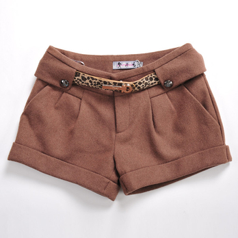 香影 2012 冬装新款女装时尚<em>呢子裤</em>豹纹<em>短裤</em> K
