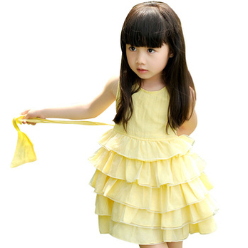 卷卷毛 夏装清仓时尚纯色<em>女童</em>公主<em>连衣裙</em> T49