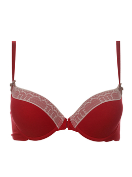 13Q1ELLE舒适棉质前开扣<em>文胸</em>1WF067红色B