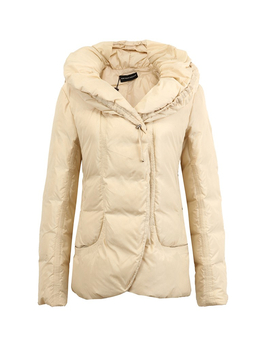 Giulia Valli米色锦纶材质纯色简约女士棉服,Pa