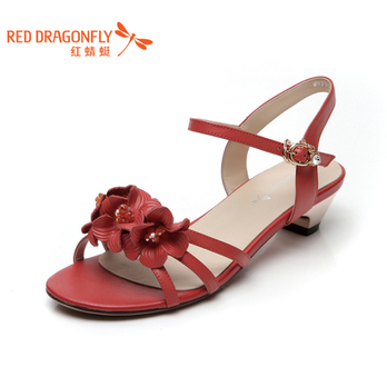 红蜻蜓 真皮女凉鞋 2013夏季新款正品时尚休闲