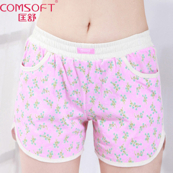 匡舒 2014新款纯棉<em>家居短裤</em> 女中腰时尚印花图