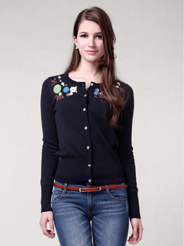 几何城市趣味钉珠设计感<em>时尚开衫</em> - 针织衫/女