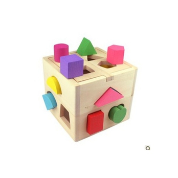 希伯莱十三孔木制智力盒孔 儿童益智玩具积木