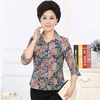 2014夏季中年女装衬衫 中老年女装夏装七分袖