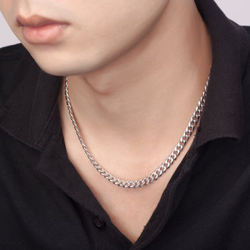 925纯银男士项链+时尚马鞭链