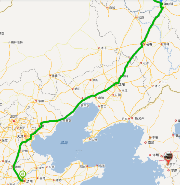 济南到哈尔滨再到海拉尔地图显示_360问答