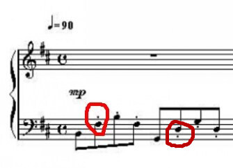 五线谱中音符上面一点或下面一点是什么意思_