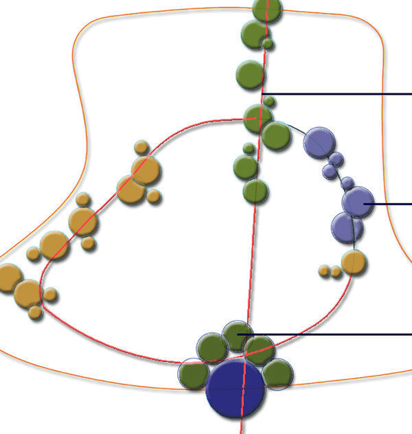 这种带阴影带晕边效果的点状分析图怎么用PS