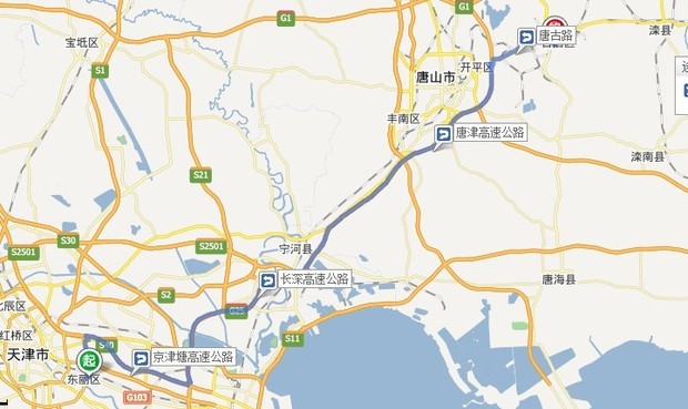 从张贵庄到唐山机场道怎么走地图