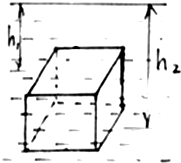 如图所示,长方体木块直立在液体中,它的高为h,
