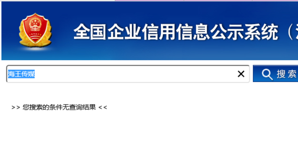 石家庄工商局网站查询海王传媒公司注册信息及