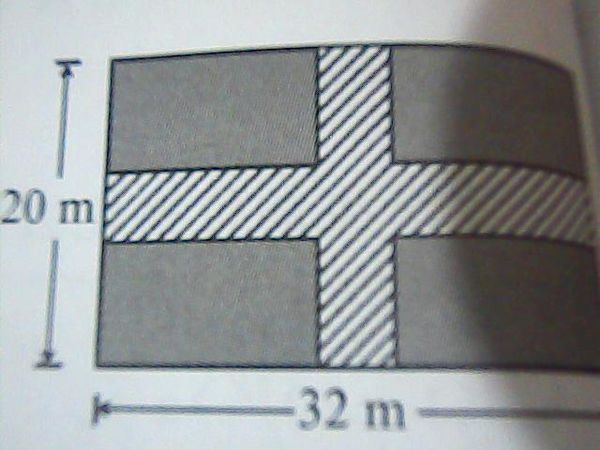 数学题 一个长方形草坪如图所示,长32m宽20m