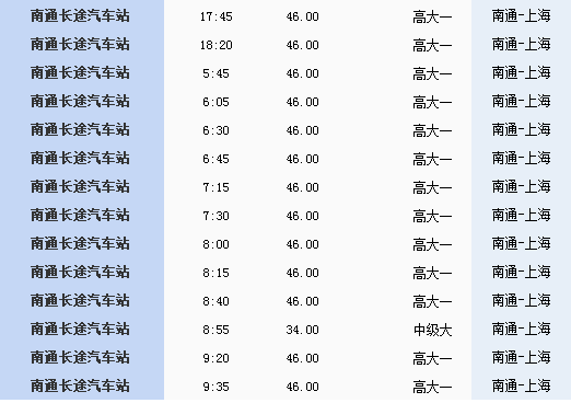 南通到上海嘉定汽车时刻表_360问答