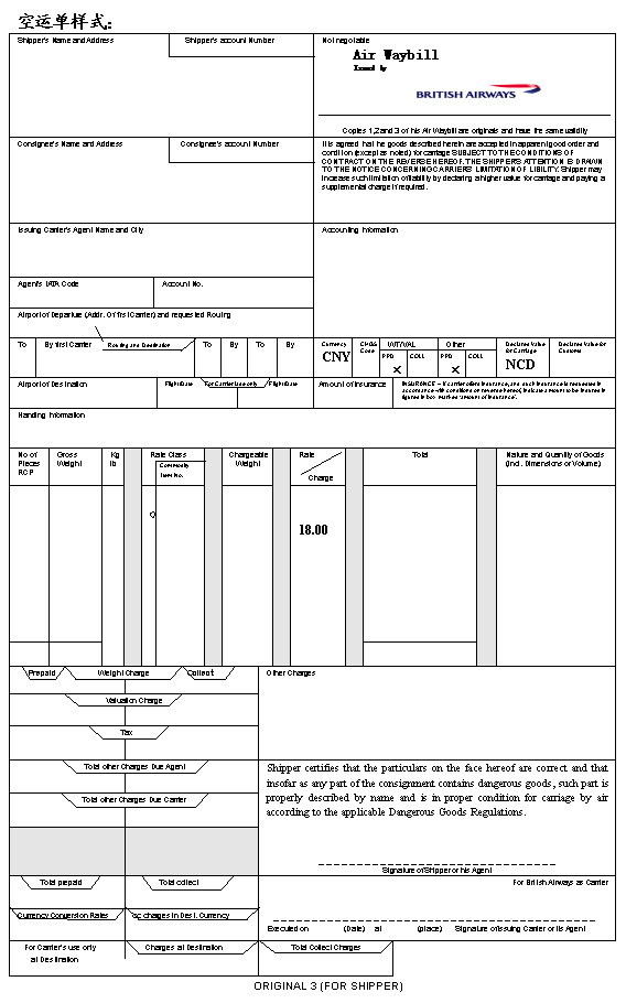 (图)空运提单