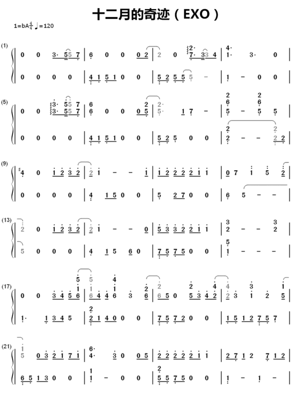 谁有EXO十二月的奇迹数字谱_360问答