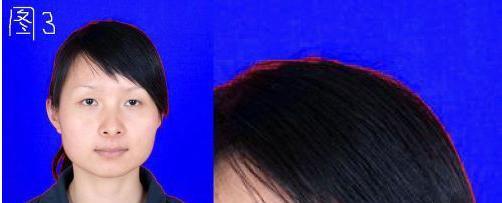 用photoshop将红底照片变成蓝底,头发边缘应如