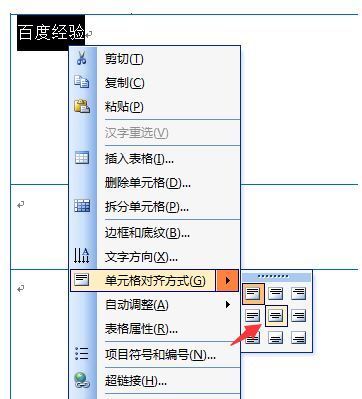 microsoft office word 2003新建的表格中文字如