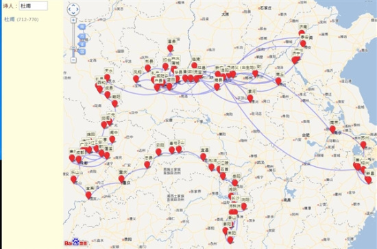 这个网站可以看到古代诗人轨迹地图 网友:李白这是在打野?