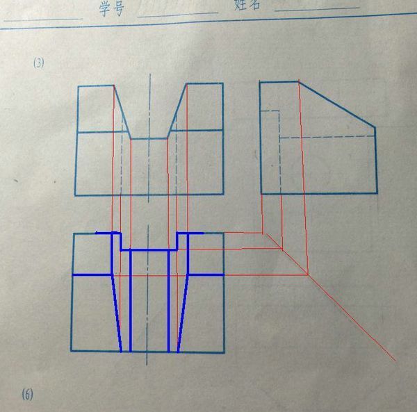 机械制图题!画出全视图中所有缺少的图线! _36
