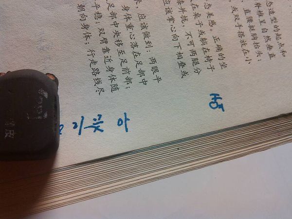 求翻译,韩语。如图的蓝色钢笔字,是几个韩文字