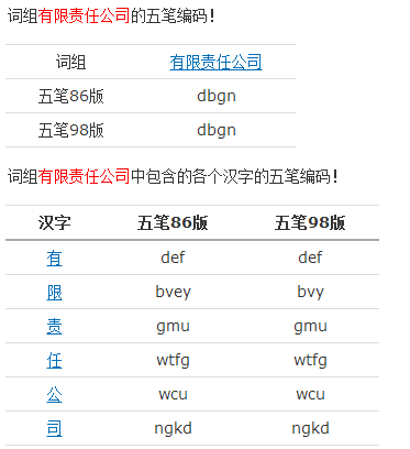 有限责任公司五笔怎么打_360问答