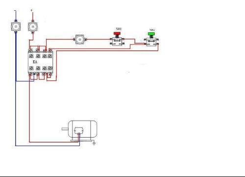 20v交流接触器两个按钮控制启停简单接线图_