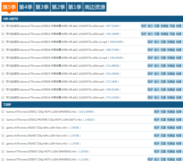 求权力的游戏第3到5季的百度云资源,要衣柜字
