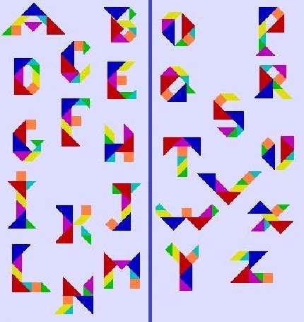 七巧板拼出26 个大字母_360问答