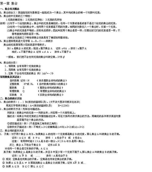 高一 必修一 集合 知识点摘要_360问答